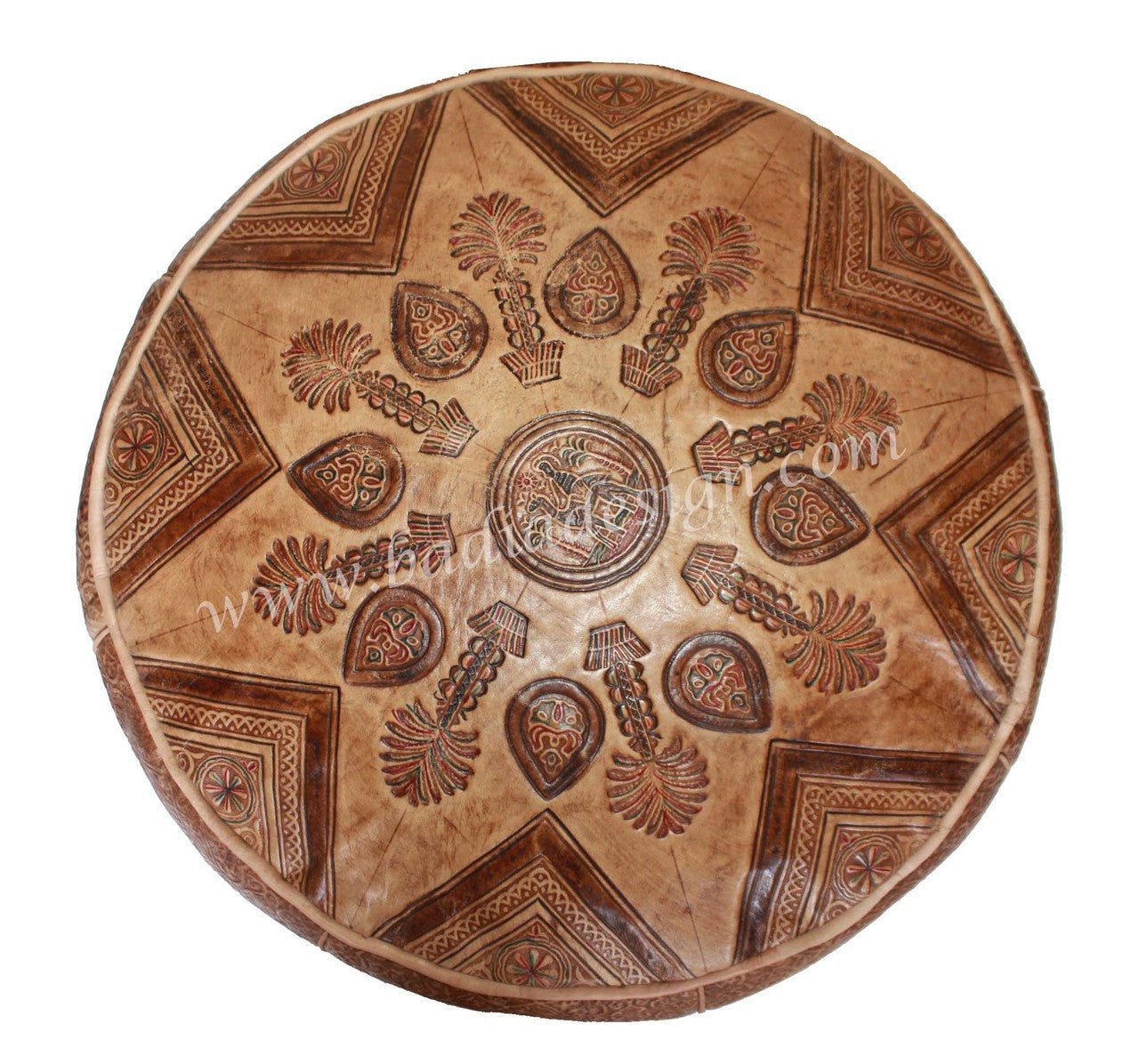 Carved Premium Leather Pouf