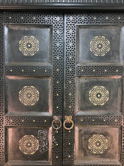 Hand Carved and Wood Bone Inlay Door