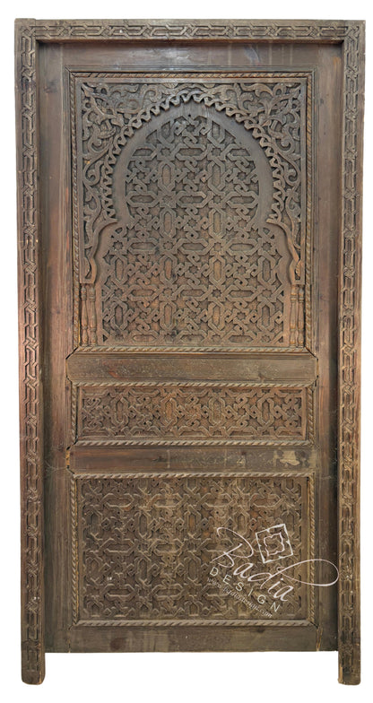 Stained Hand Carved Wooden Door