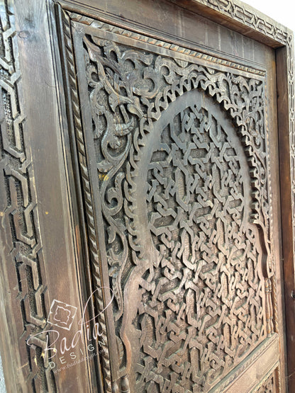 Stained Hand Carved Wooden Door
