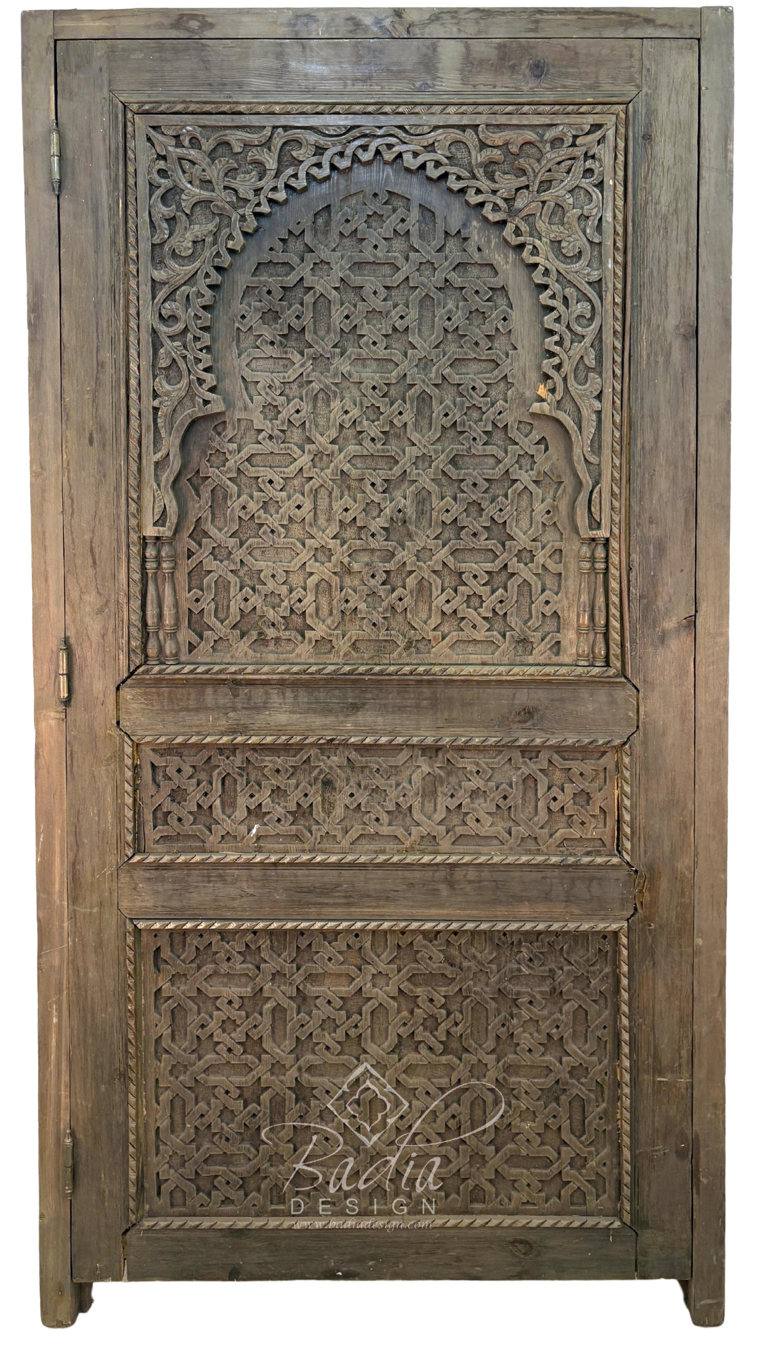 Stained Hand Carved Wooden Door
