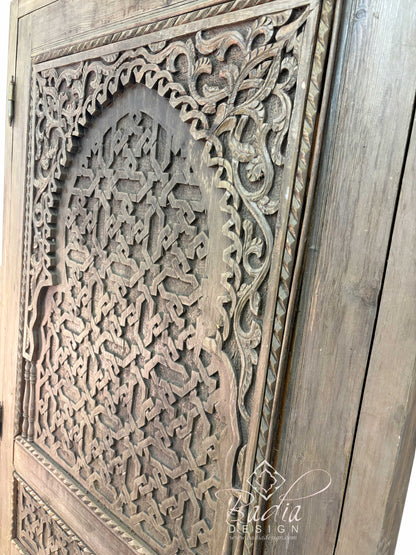Stained Hand Carved Wooden Door