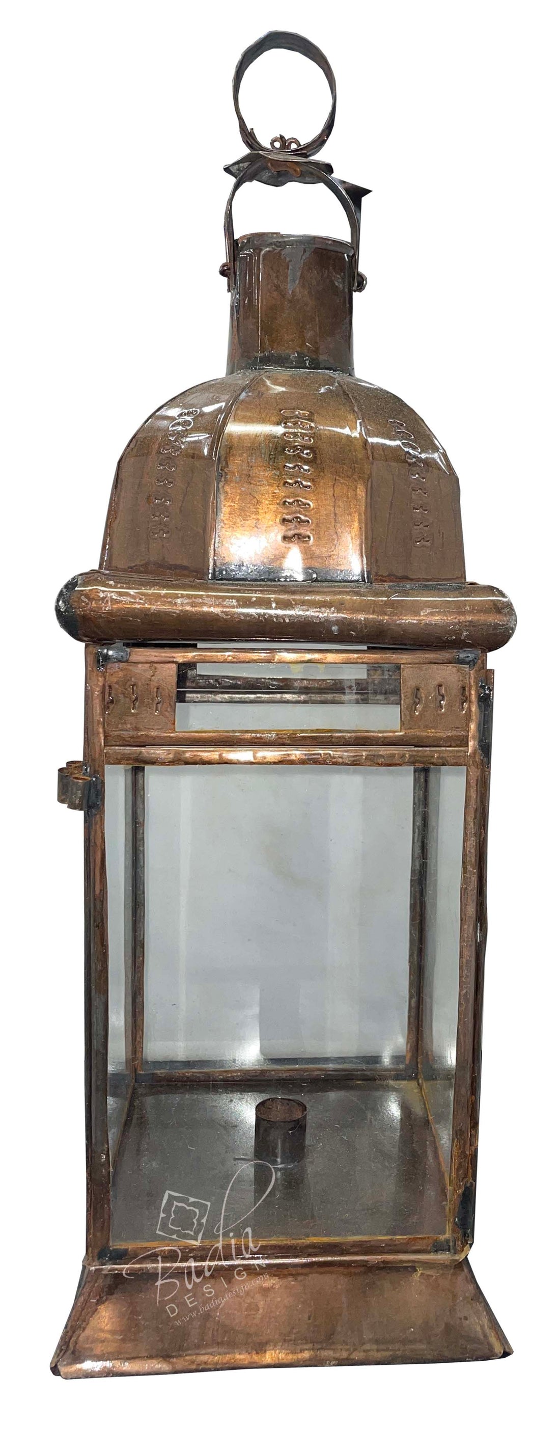Copper Color Clear Glass Floor Lantern