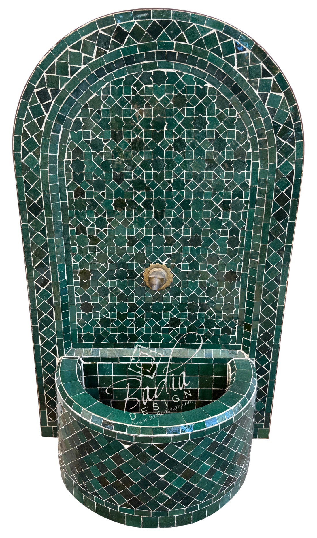 Moroccan Dark Emerald Green Mosaic Tile Water Fountain