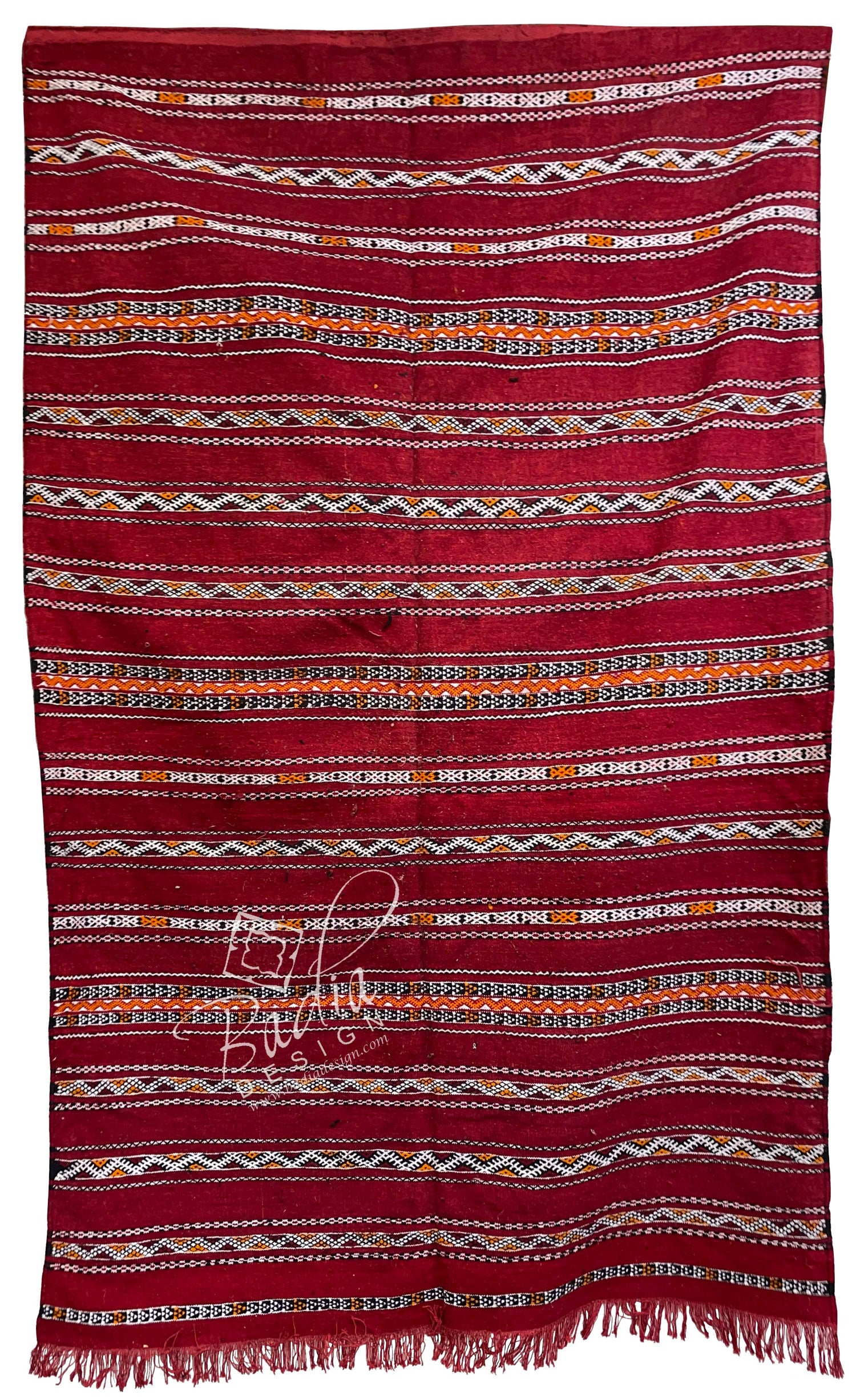 Deep Red Multi-Color Kilim Rug
