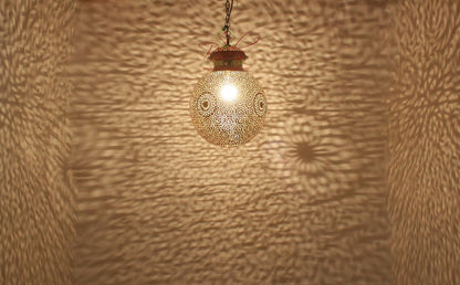 Intricate Design Round Brass Lantern