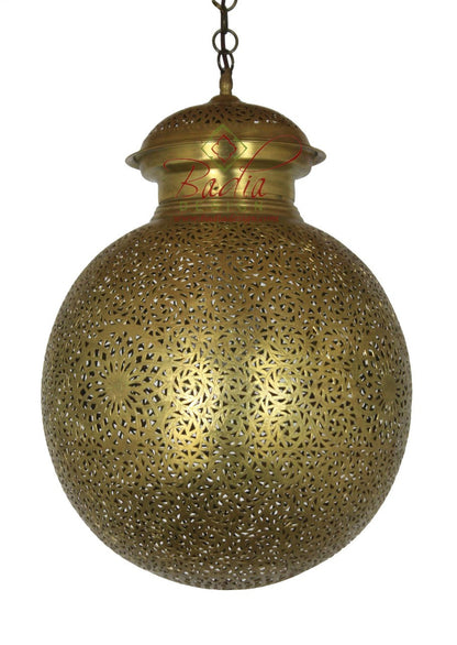 Intricate Design Round Brass Lantern