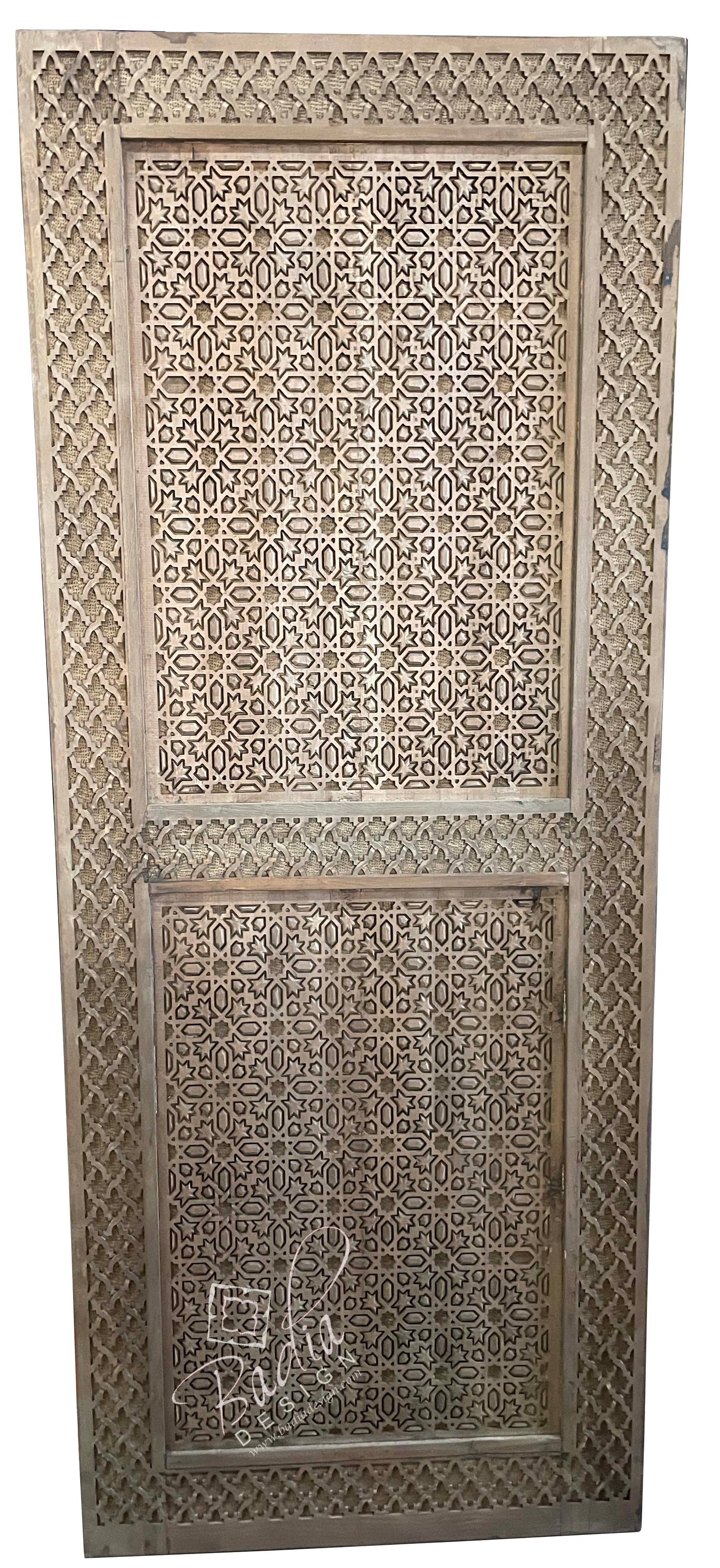 Moroccan Designed Hand Carved Wooden Door - CWD035
