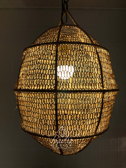 Geometric Dome-Shaped Raffia Lantern