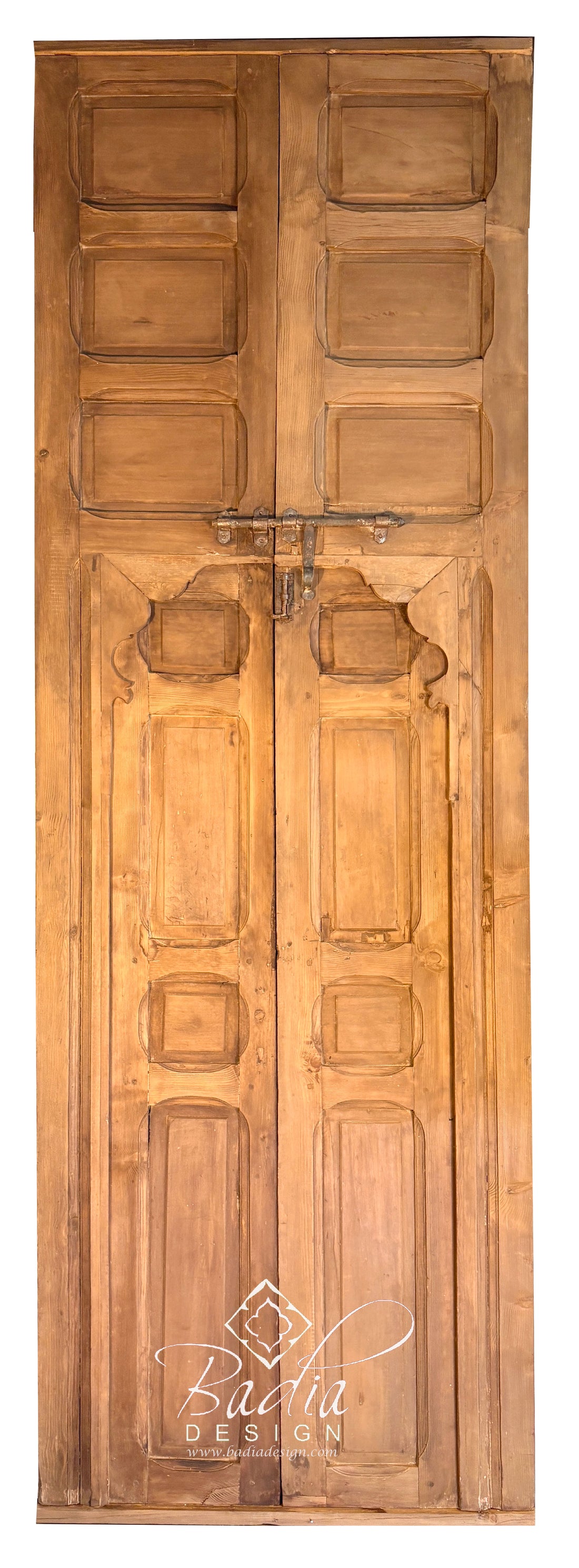 Natural Wood Moroccan Double Door with Rustic Character