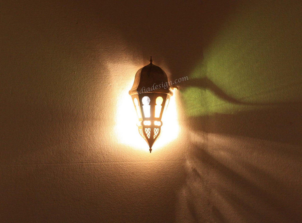 Brass Wall Sconce with Multi Color Glass