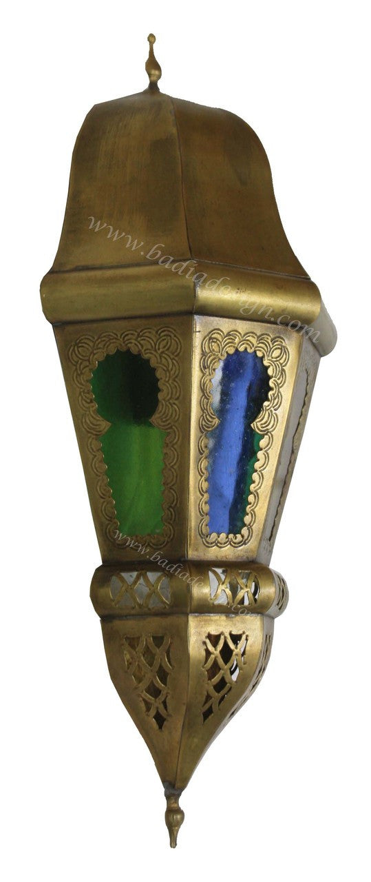 Brass Wall Sconce with Multi Color Glass