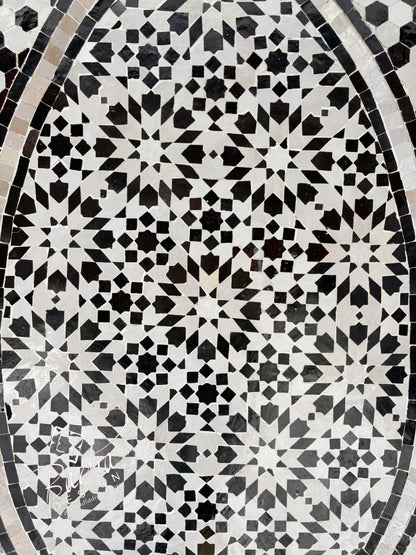 Black and White Mosaic Tile Water Fountain