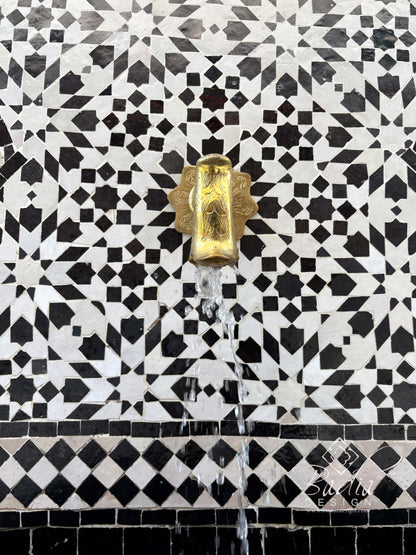 Black and White Mosaic Tile Water Fountain