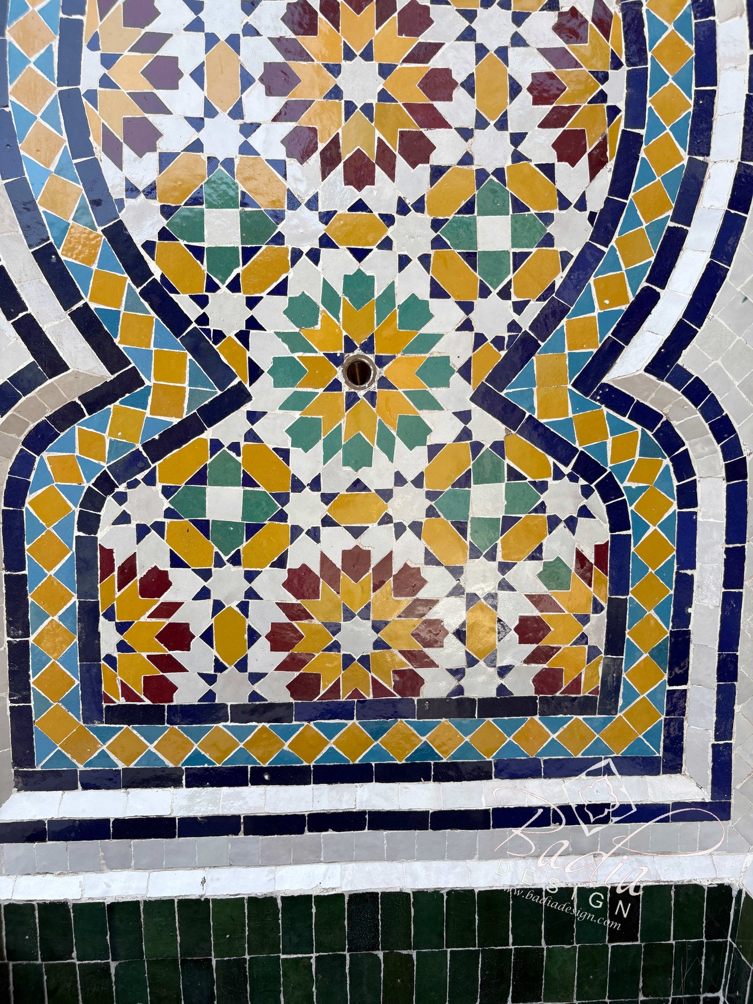 Multi-Color Mosaic Tile Water Fountain