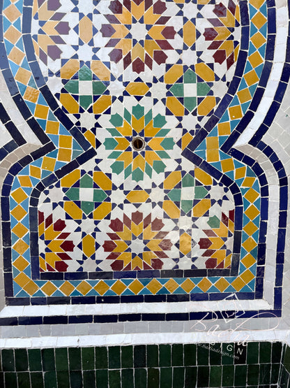 Multi-Color Mosaic Tile Water Fountain
