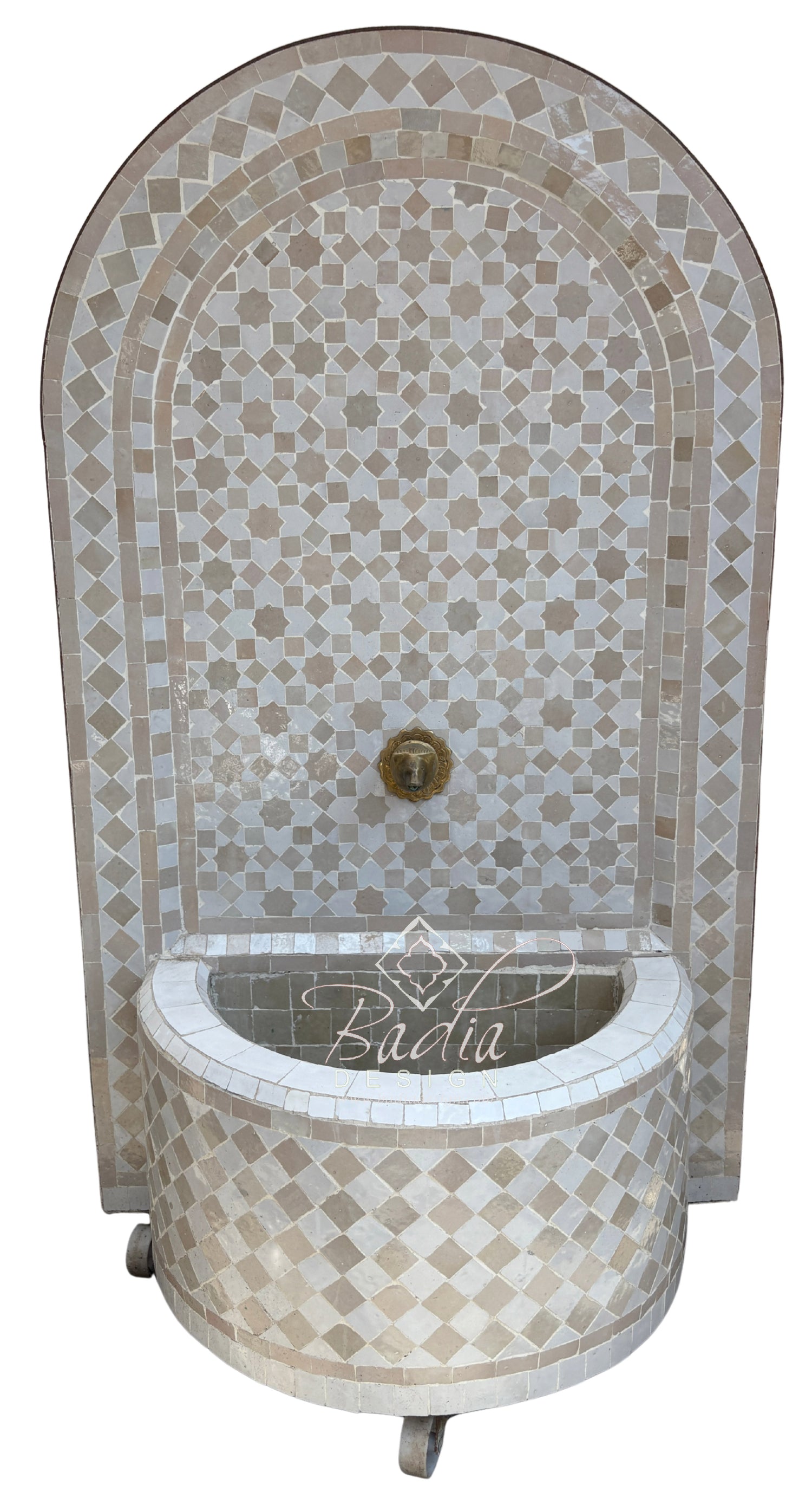 Beige and White Arch Top Tile Water Fountain