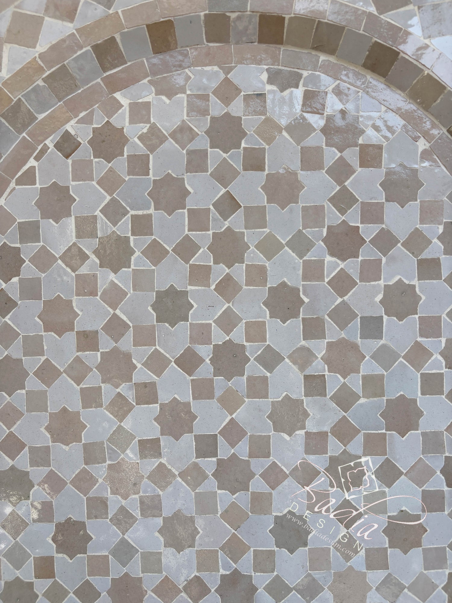 Beige and White Arch Top Tile Water Fountain