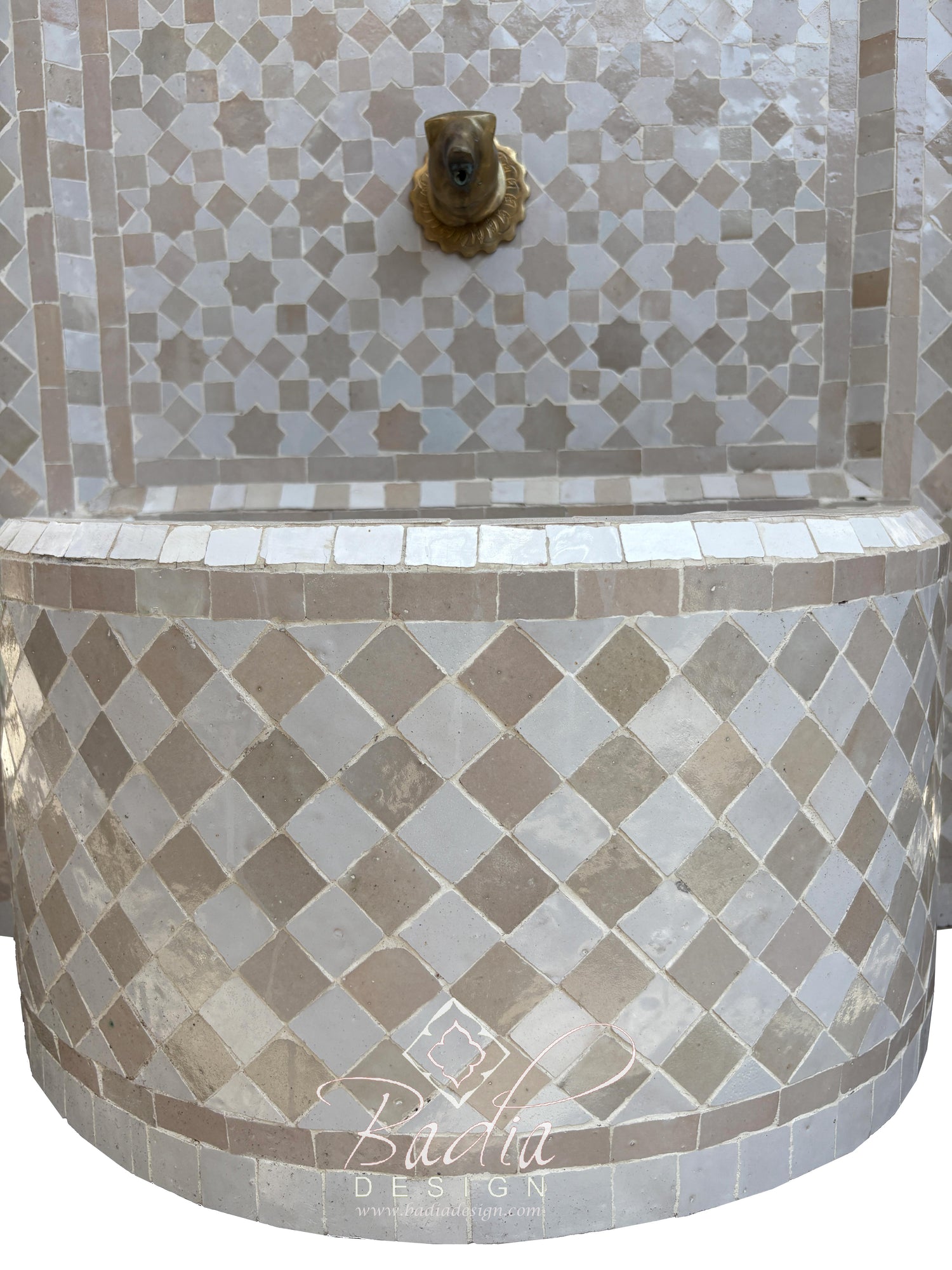 Beige and White Arch Top Tile Water Fountain
