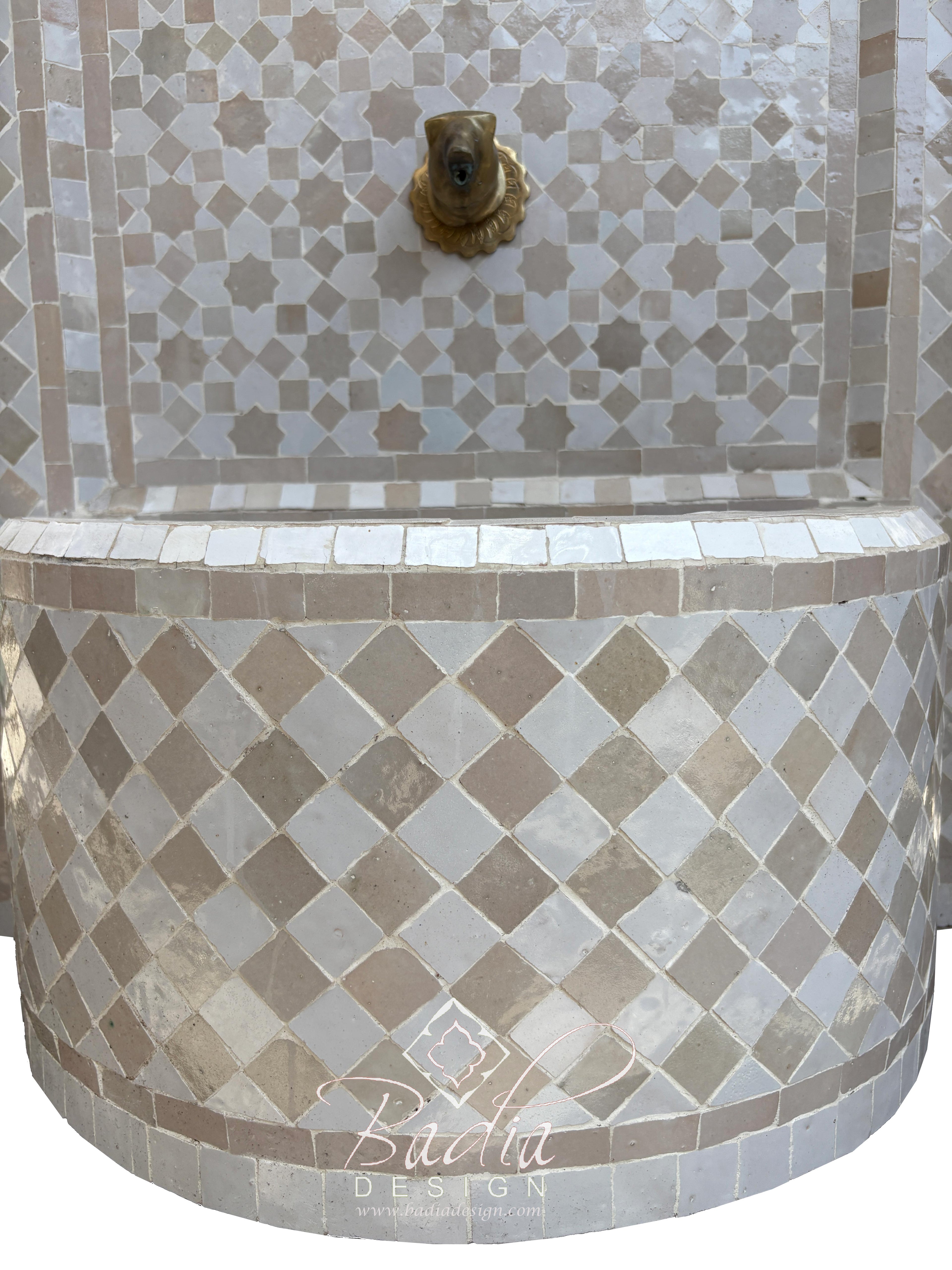 Beige and White Arch Top Tile Water Fountain