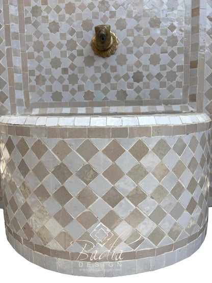 Beige and White Arch Top Tile Water Fountain