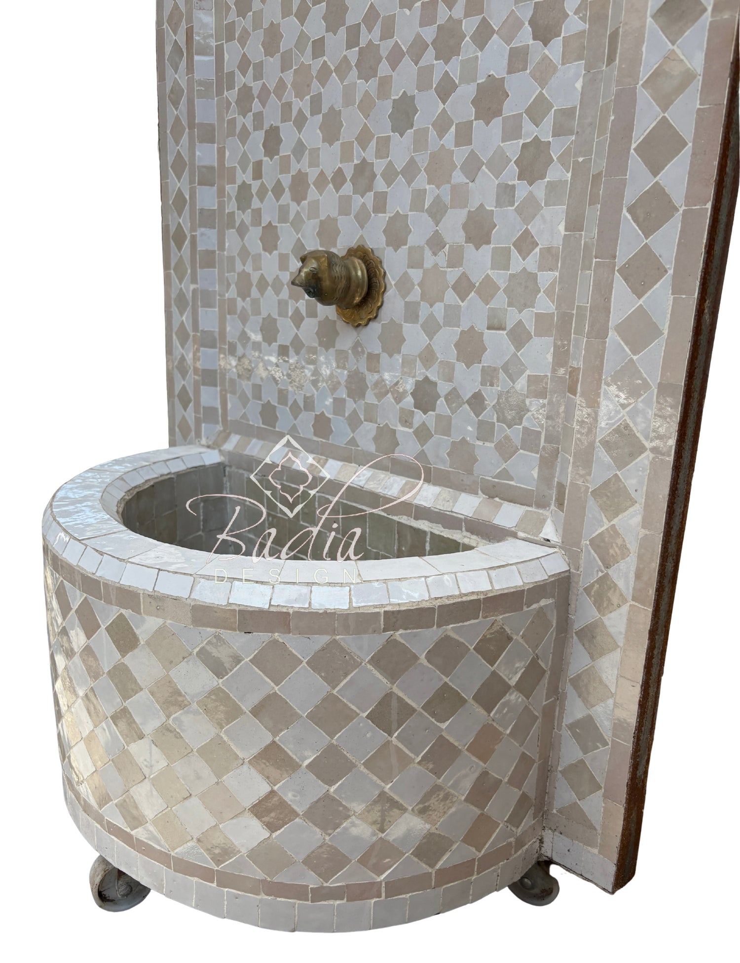 Beige and White Arch Top Tile Water Fountain
