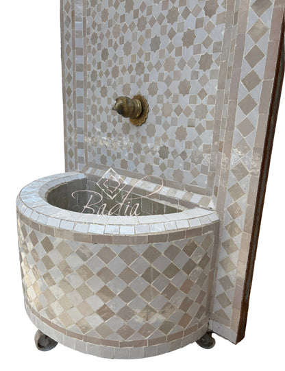 Beige and White Arch Top Tile Water Fountain