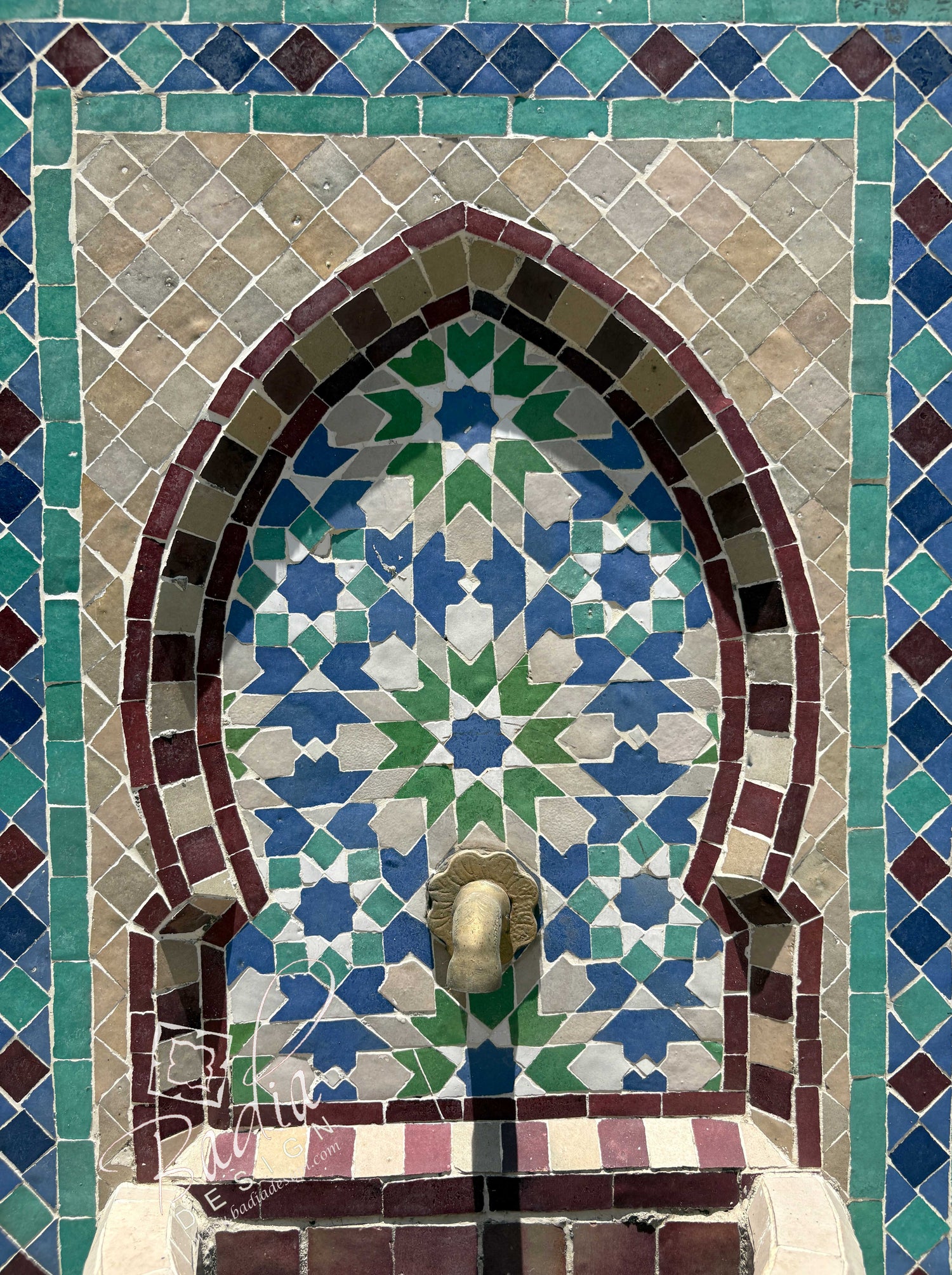Small Multi-Color Tile Water Fountain