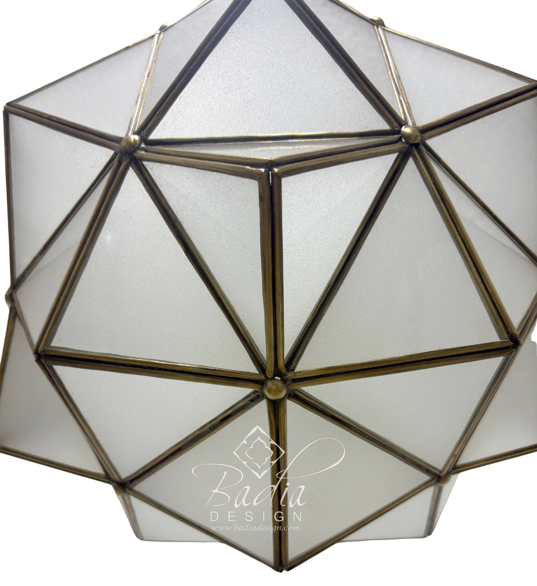 Moroccan Geometric Brass and Glass Lantern