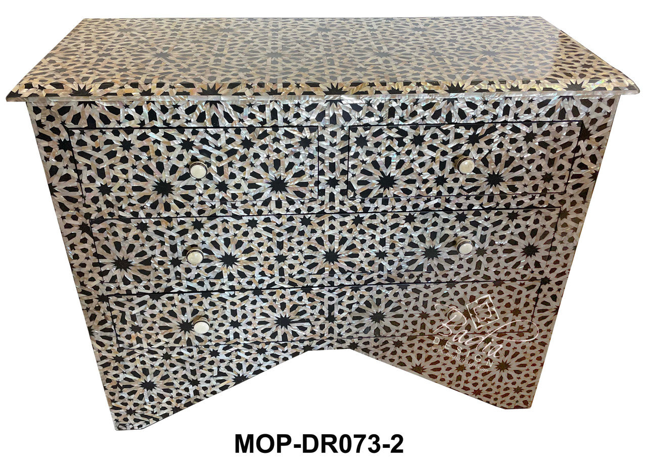 Black Mother of Pearl Inlay Dresser with 4 Drawers