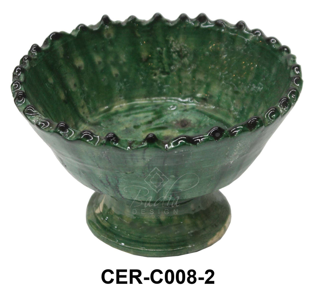 Hand Sculped Glazed Green Tamegroute Pottery