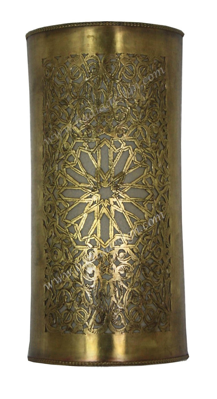 Half Cylinder Brass and Silver Wall Sconce
