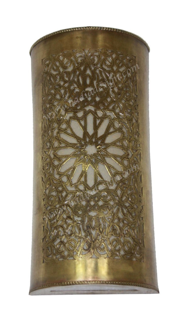 Half Cylinder Brass and Silver Wall Sconce