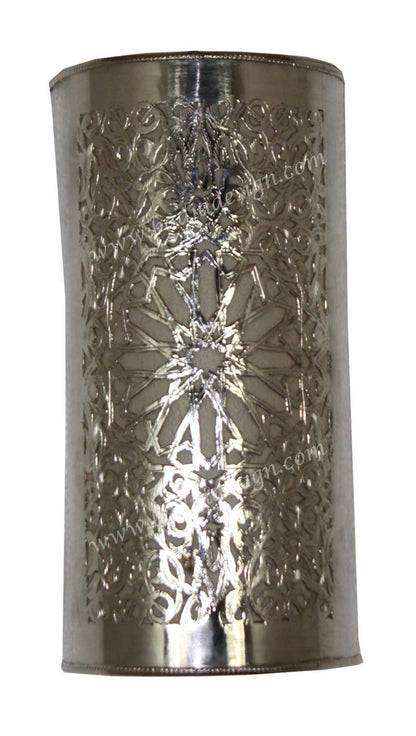 Half Cylinder Brass and Silver Wall Sconce