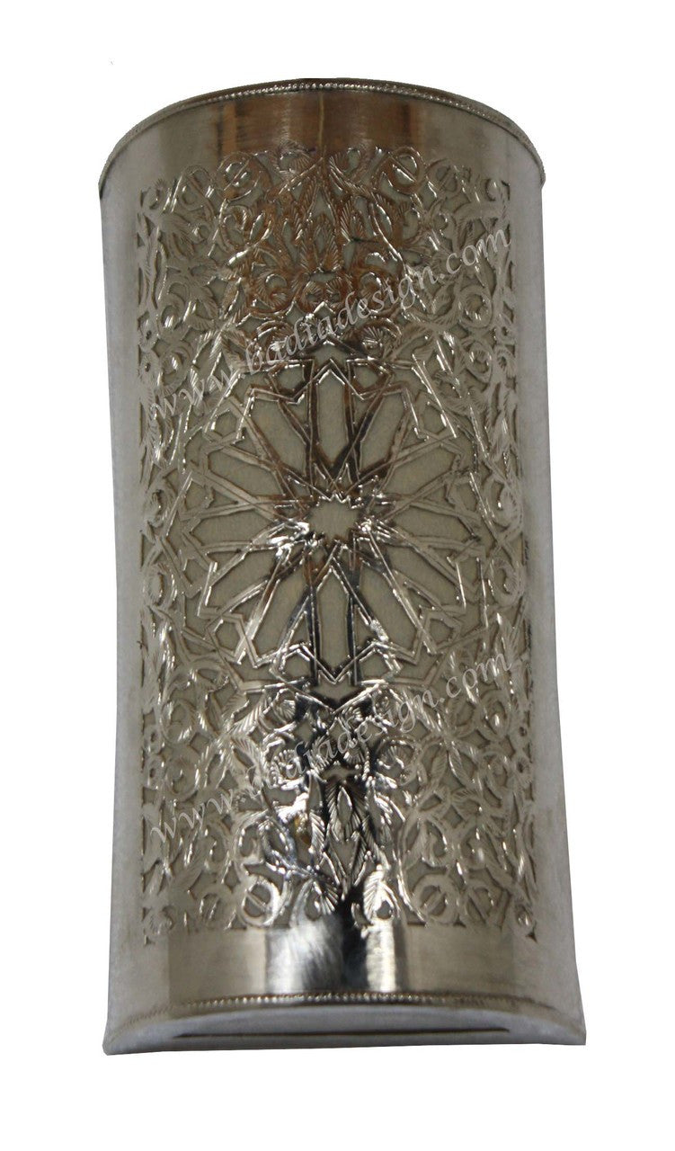 Half Cylinder Brass and Silver Wall Sconce