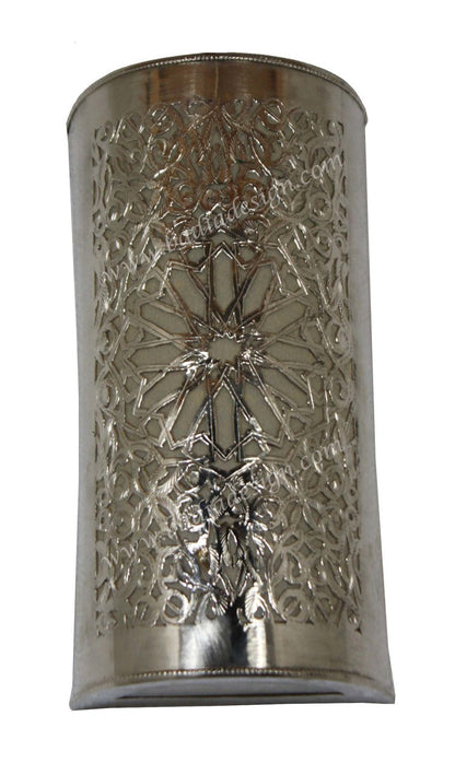 Half Cylinder Brass and Silver Wall Sconce