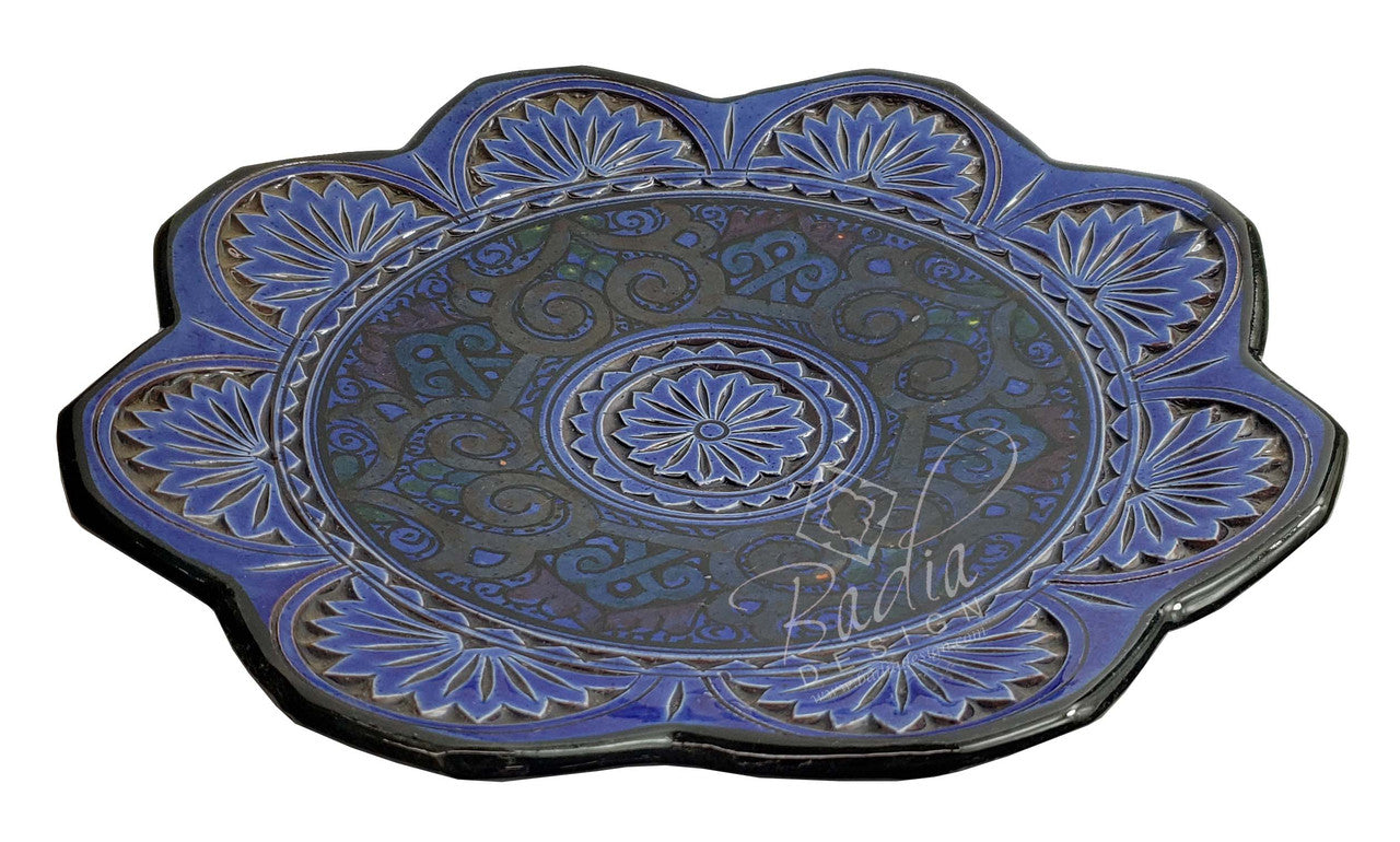 Hand Carved and Painted Ceramic Plates