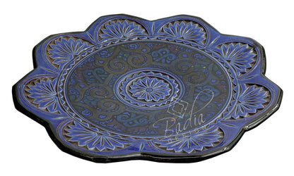 Hand Carved and Painted Ceramic Plates