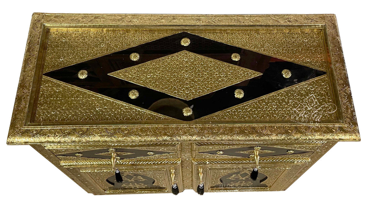 Hand Carved Brass Embossed Cabinet