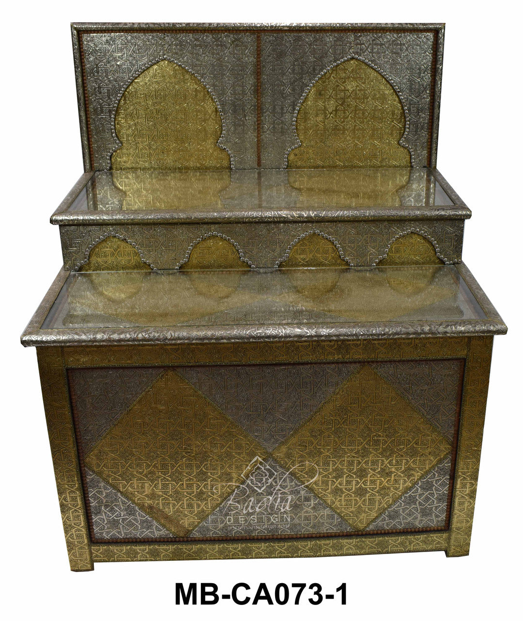Embossed Metal and Bone Inlay Cabinet