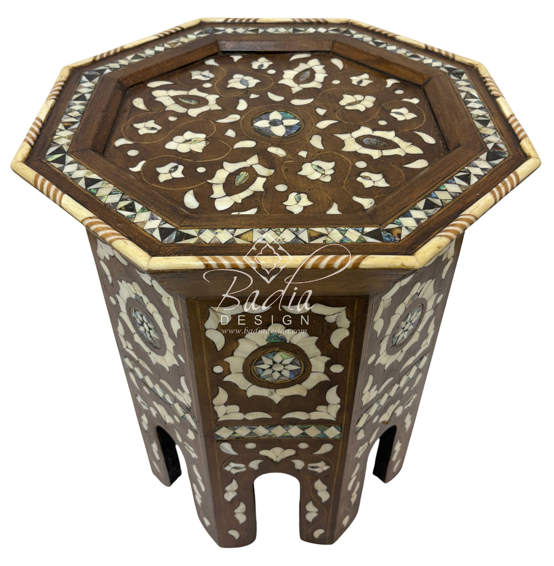 Moroccan Mother of Pearl Inlay Octagonal Side Table