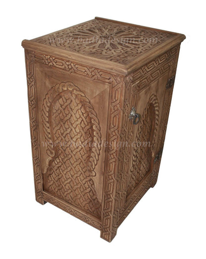 Hand Carved Wooden Nightstand