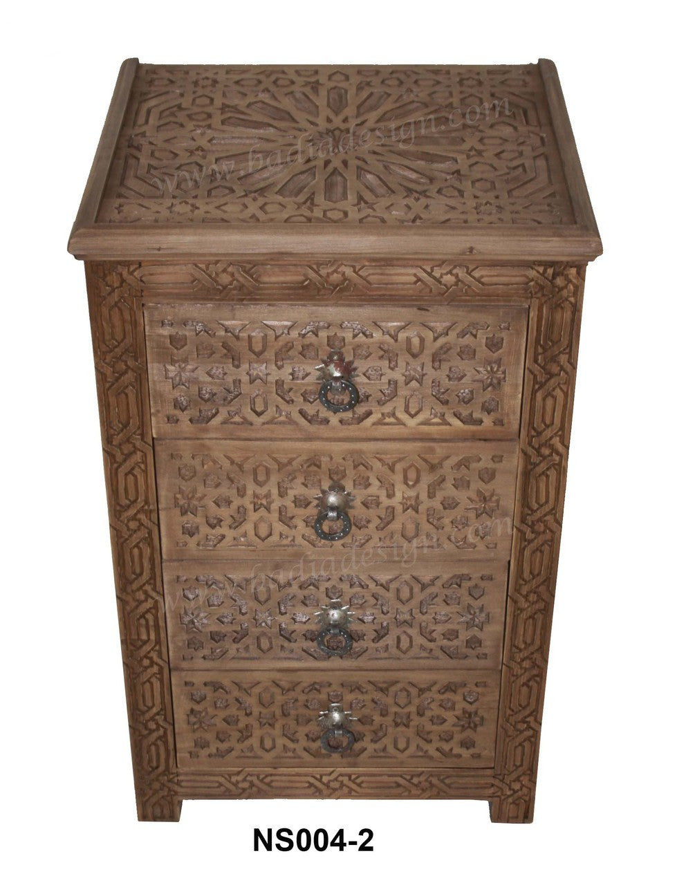 Hand Carved Wooden Nightstand