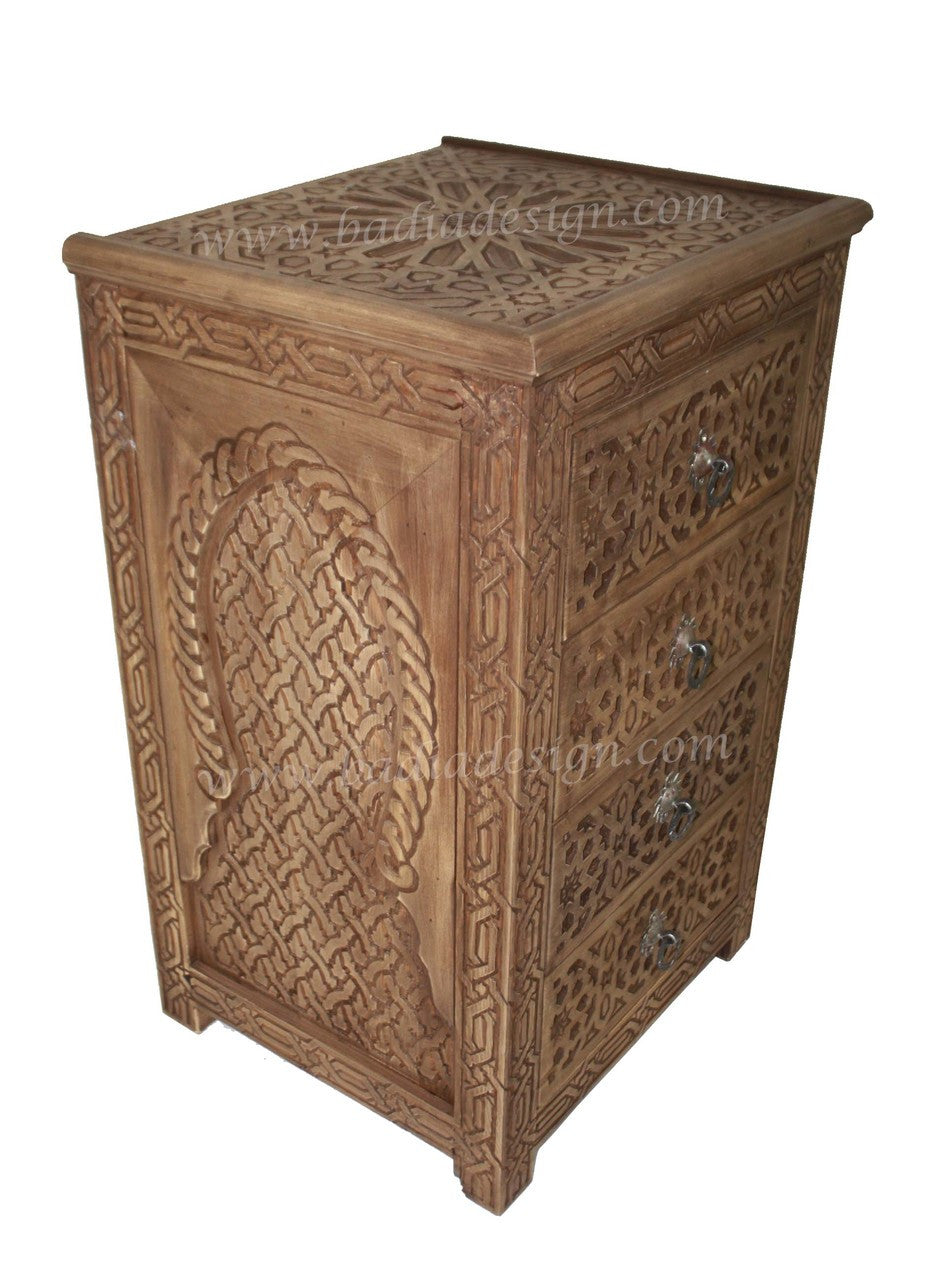 Hand Carved Wooden Nightstand