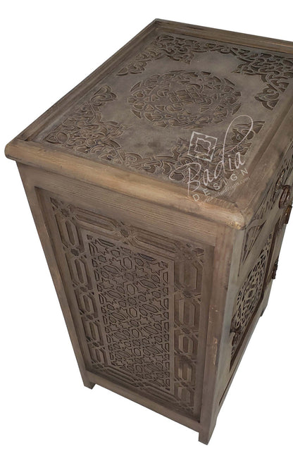 Hand Carved Wooden Nightstand