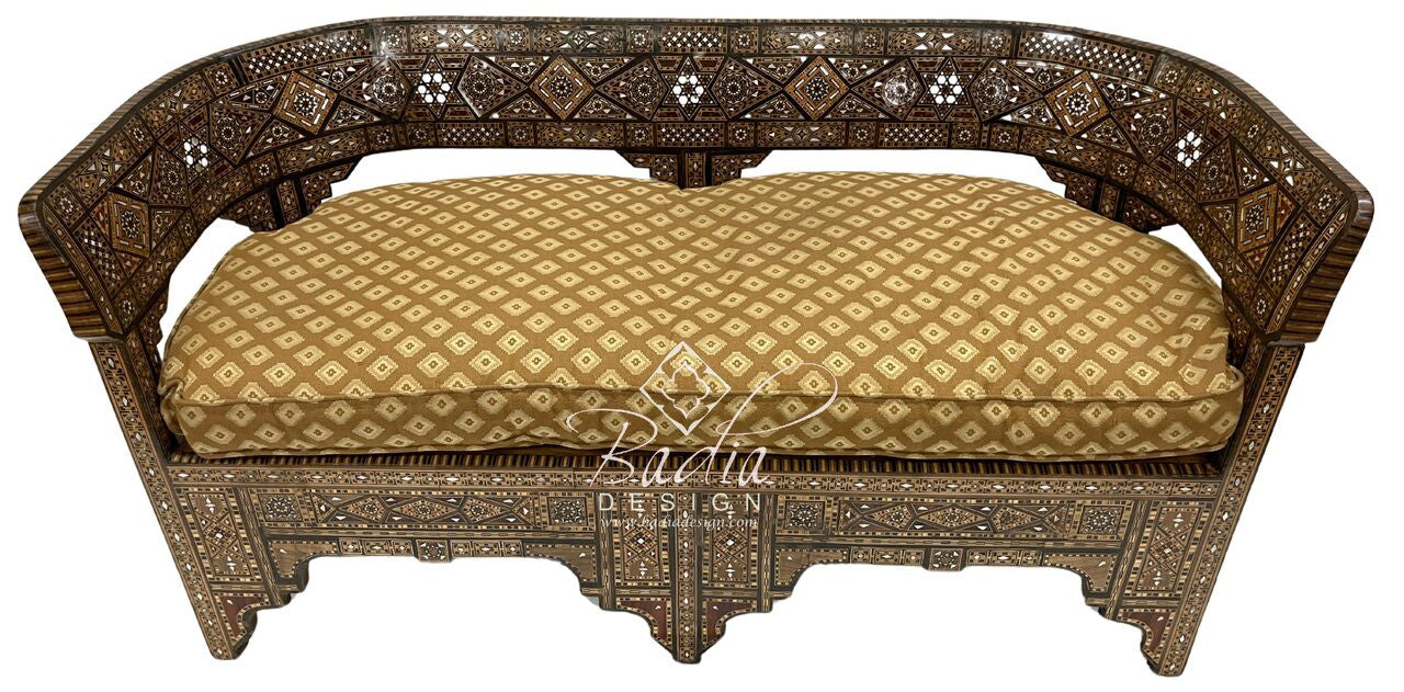 Handcrafted Mother of Pearl Inlay Bench