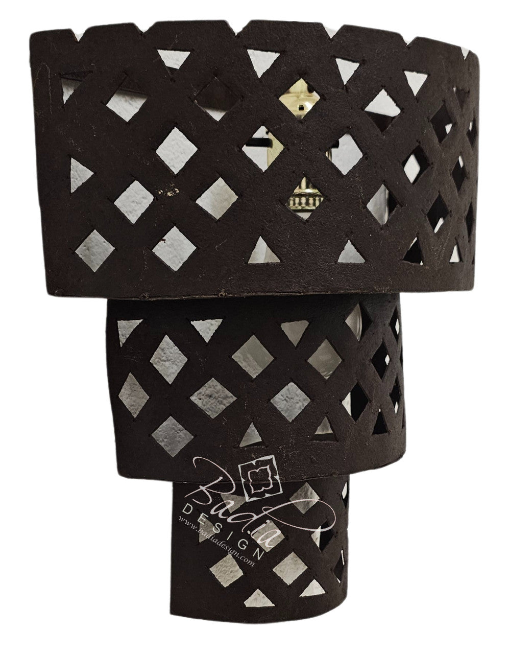 Rustic Iron Wall Sconce with Geometric Pattern