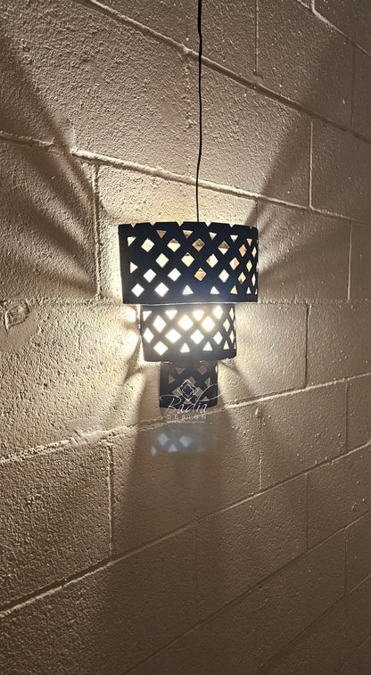 Rustic Iron Wall Sconce with Geometric Pattern