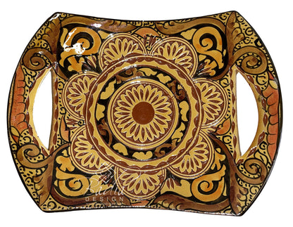 Hand Carved and Painted Ceramic Plate