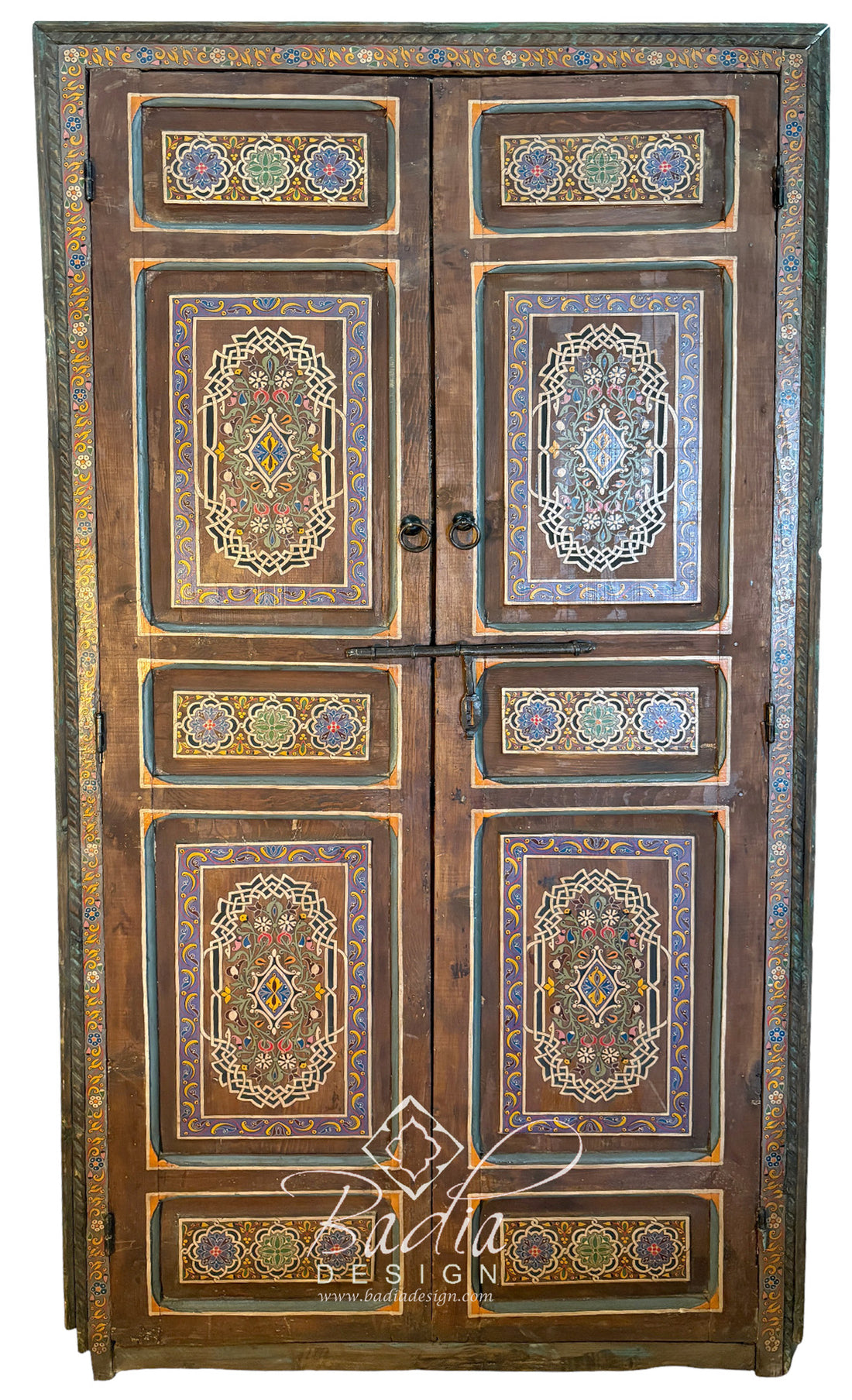 Moroccan Hand Painted Multi-Color Wooden Door